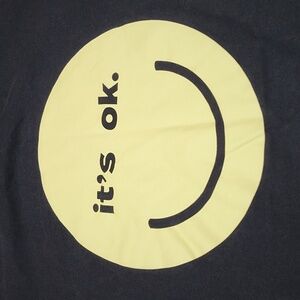 H&M IT'S OK. SMILEY FACE GRAPHIC BLACK CREW-NECK TEE-SHIRT MEDIUM